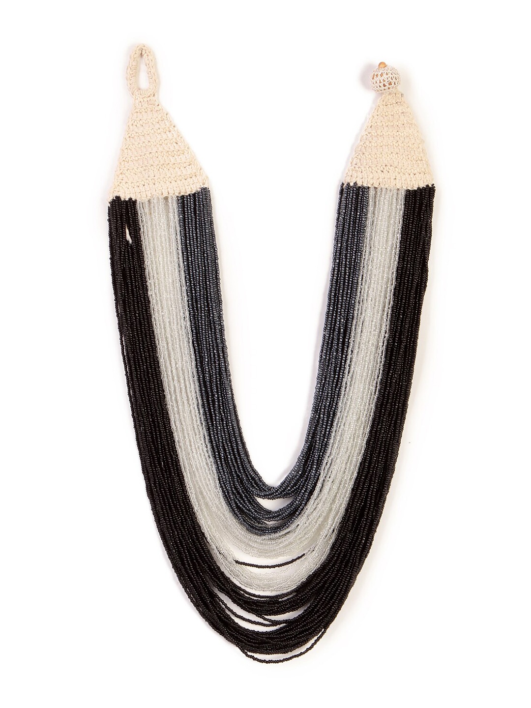 

Bamboo Tree Jewels Black & Grey Tribal Necklace