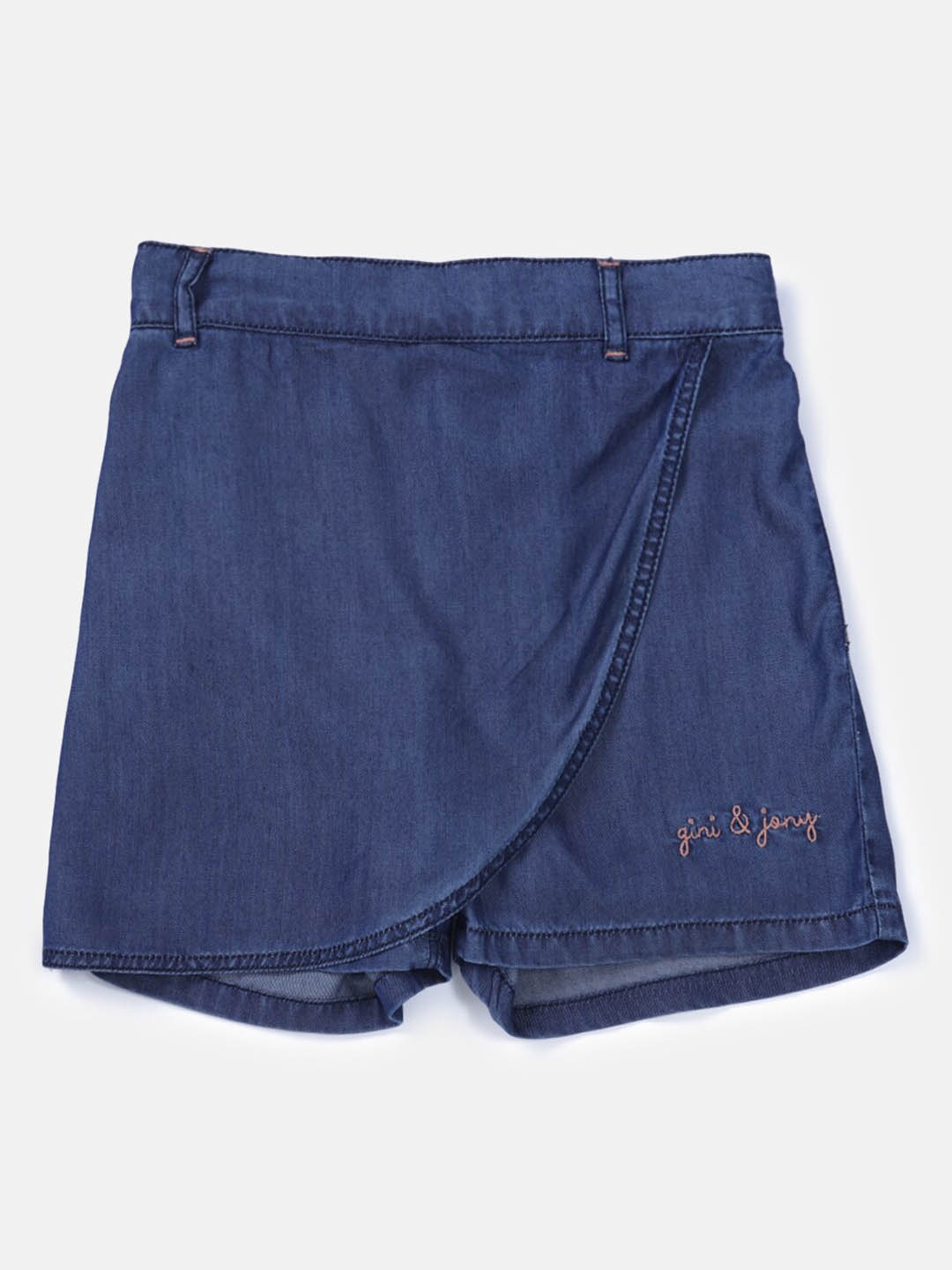 

Gini and Jony Infant Girls Denim A-Line Mini Overlap Skorts, Navy blue