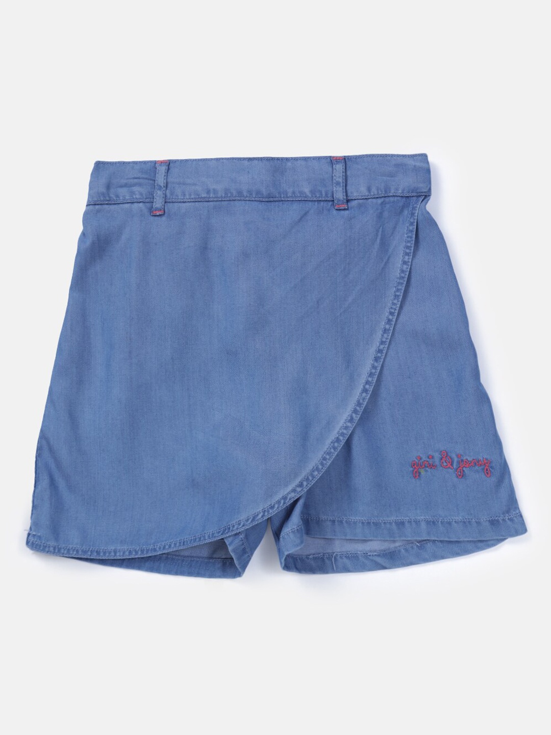 

Gini and Jony Girls Denim A-Line Mini Overlap Skorts, Blue