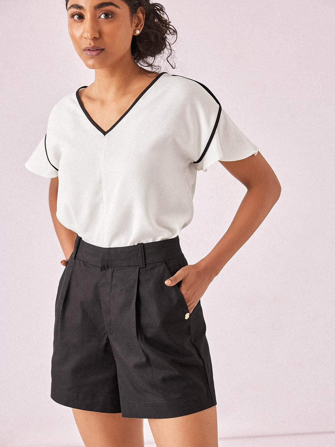 

The Label Life Women Mid Rise Cotton Shorts, Black