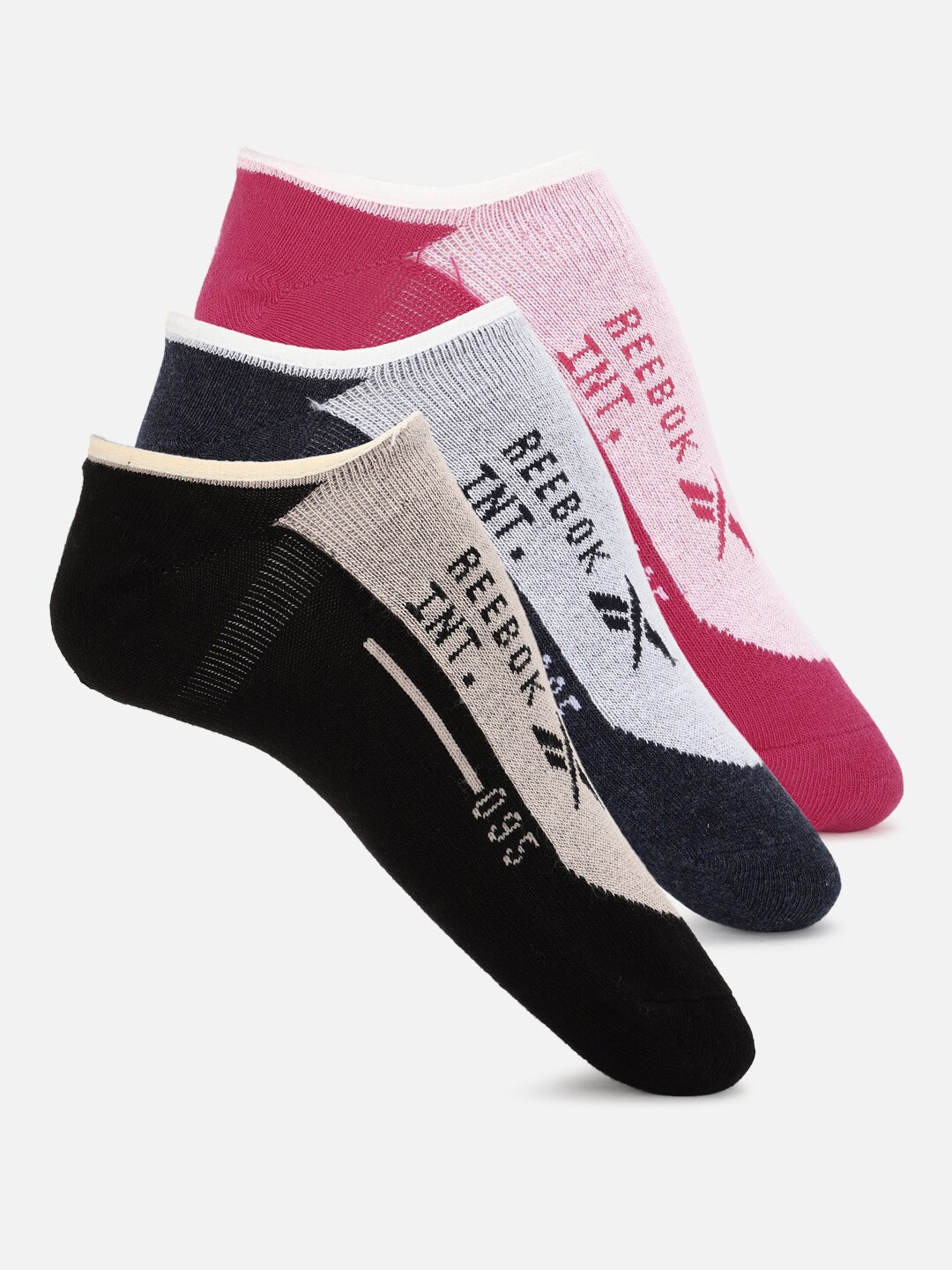 

Reebok Women Pack Of 3 Patterned Ankle Length Socks, Black