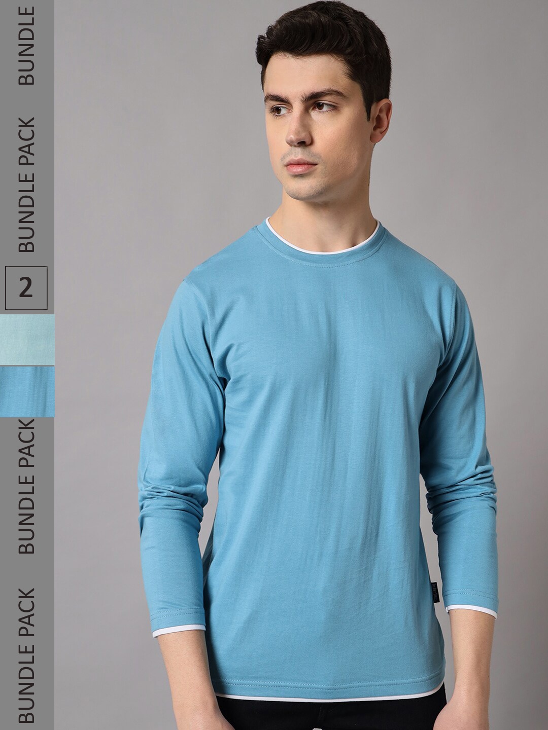 

The Dry State Green & Turquoise Blue Pack Of 2 Cotton T-shirt