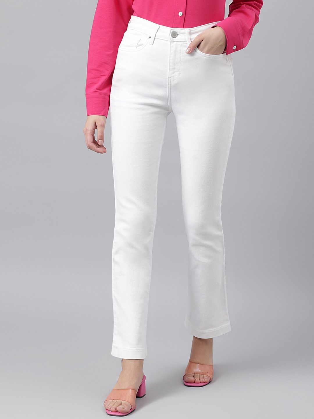 

Xpose Women High-Rise Comfort Fit Bootcut Stretchable Jeans, White