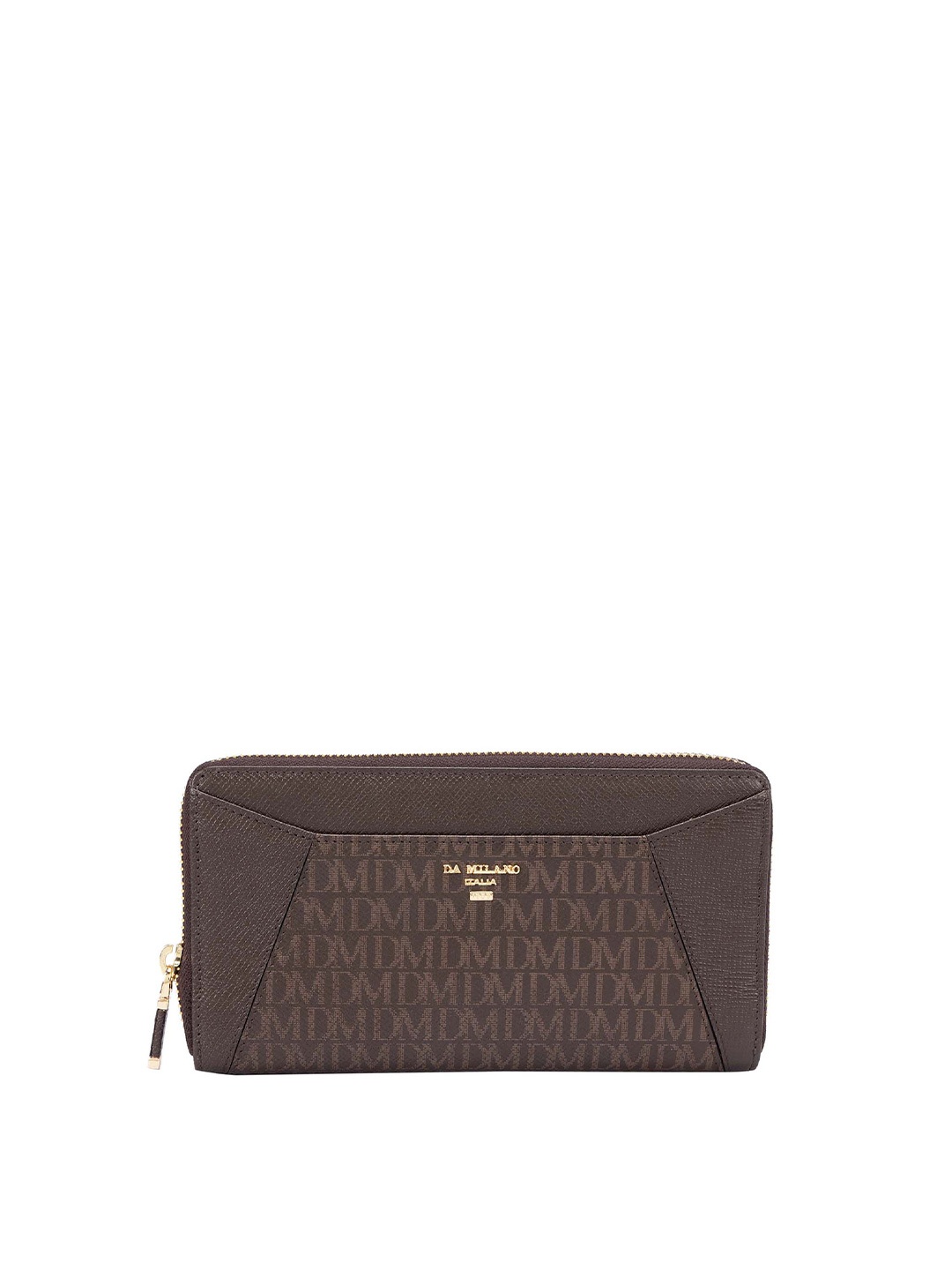 

Da Milano Women Brown Textured Zip Detail Leather Two Fold Wallet