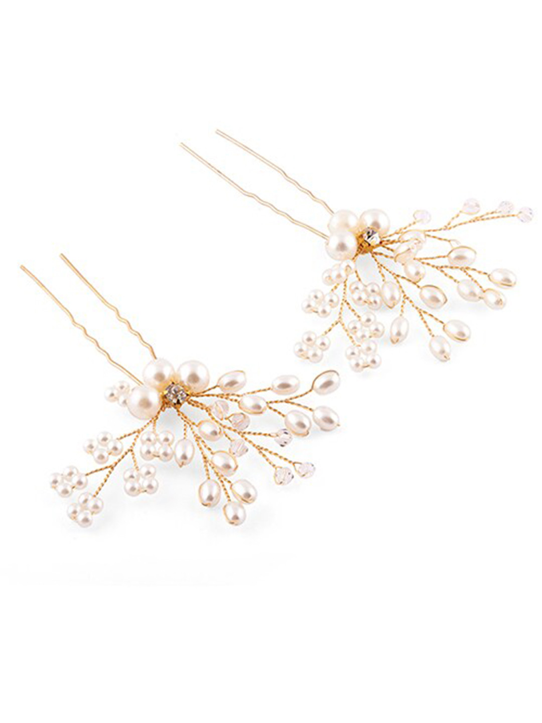 

Lilly & sparkle Women Set Of 2 Embellished U Pins, Gold