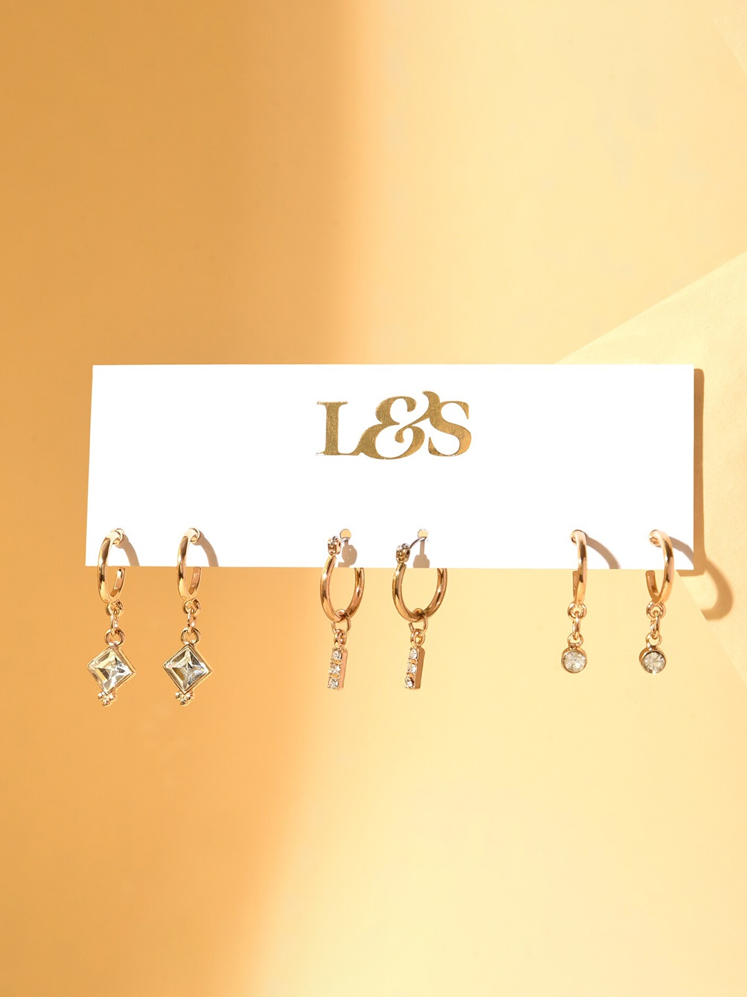 

Lilly & sparkle Set Of 3 Gold-Plated Contemporary Drop Earrings