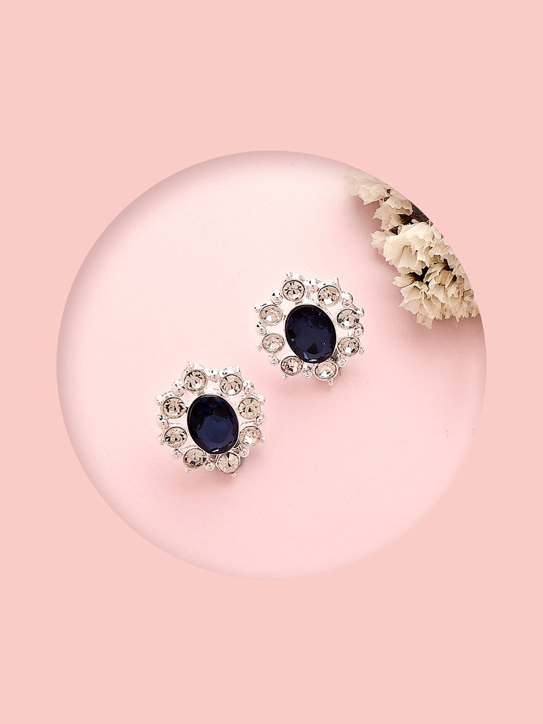 

Lilly & sparkle Silver Plated Contemporary Stone Studs Earrings