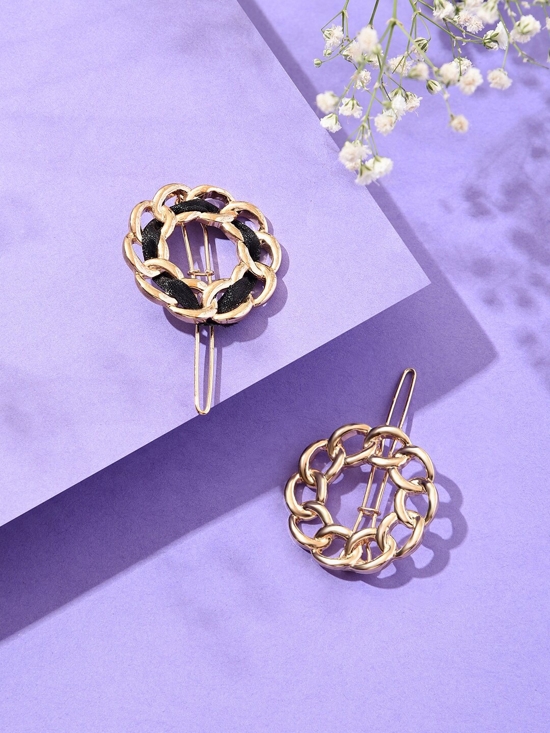 

Lilly & sparkle Women Set of 2 Circular Hair Accessory Set, Gold