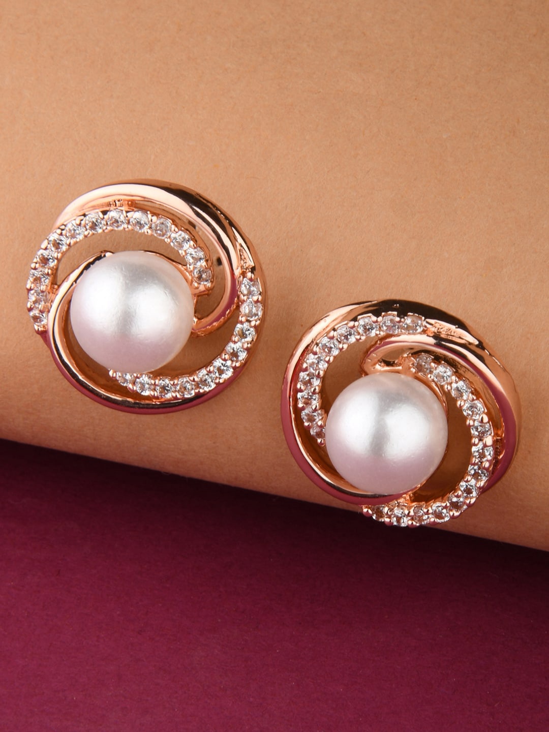 

Lilly & sparkle Rose Gold Plated Contemporary Studs Earrings