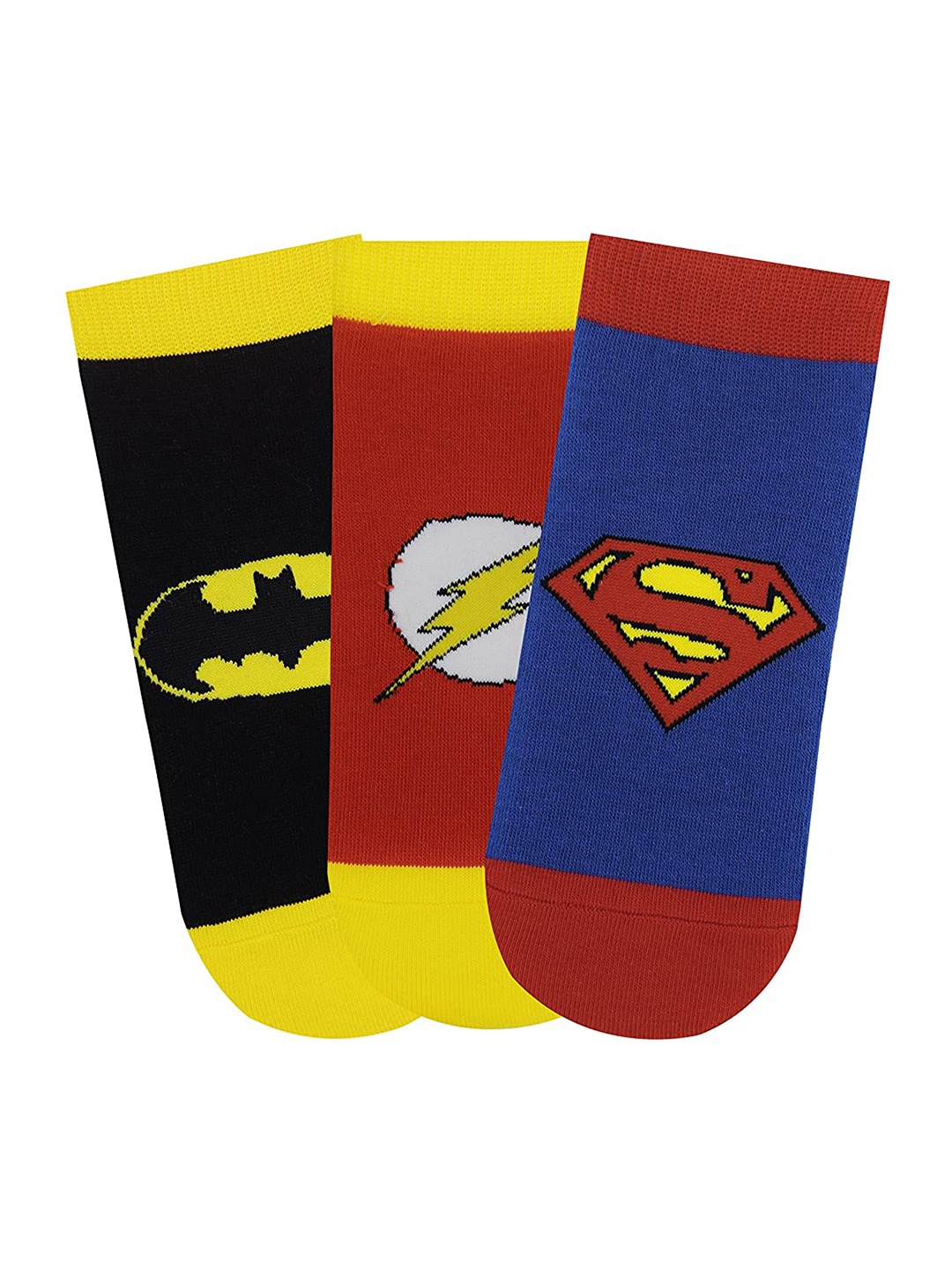 

Justice League Boys Pack of 3 Patterned Anti Skid Ankle Length Socks, Black