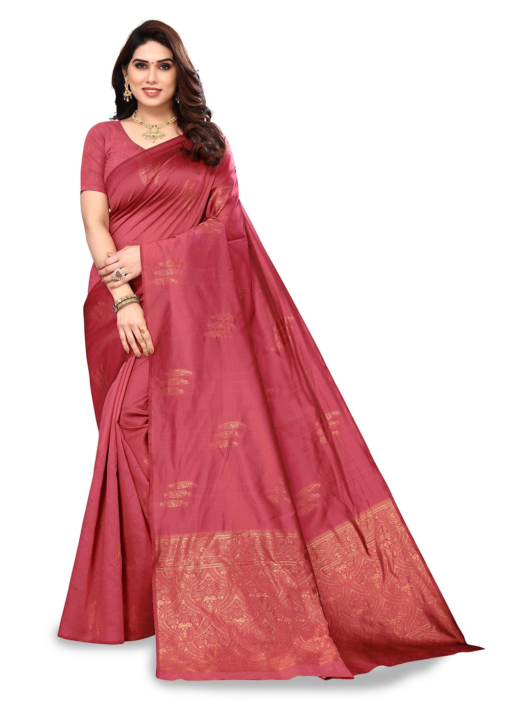 

AADVIKA Woven Design Zari Kanjeevaram Saree, Red