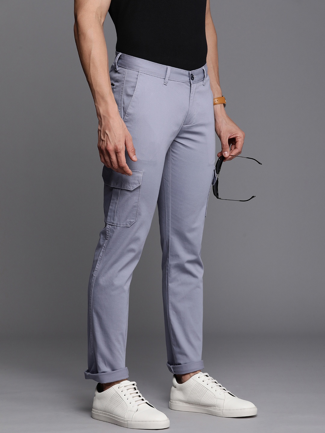 

Allen Solly Men Slim Fit Cargos Trousers, Blue
