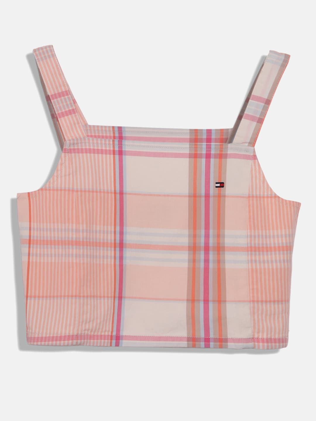 

Tommy Hilfiger Girls Checked Sleeveless Pure Cotton Top, Peach