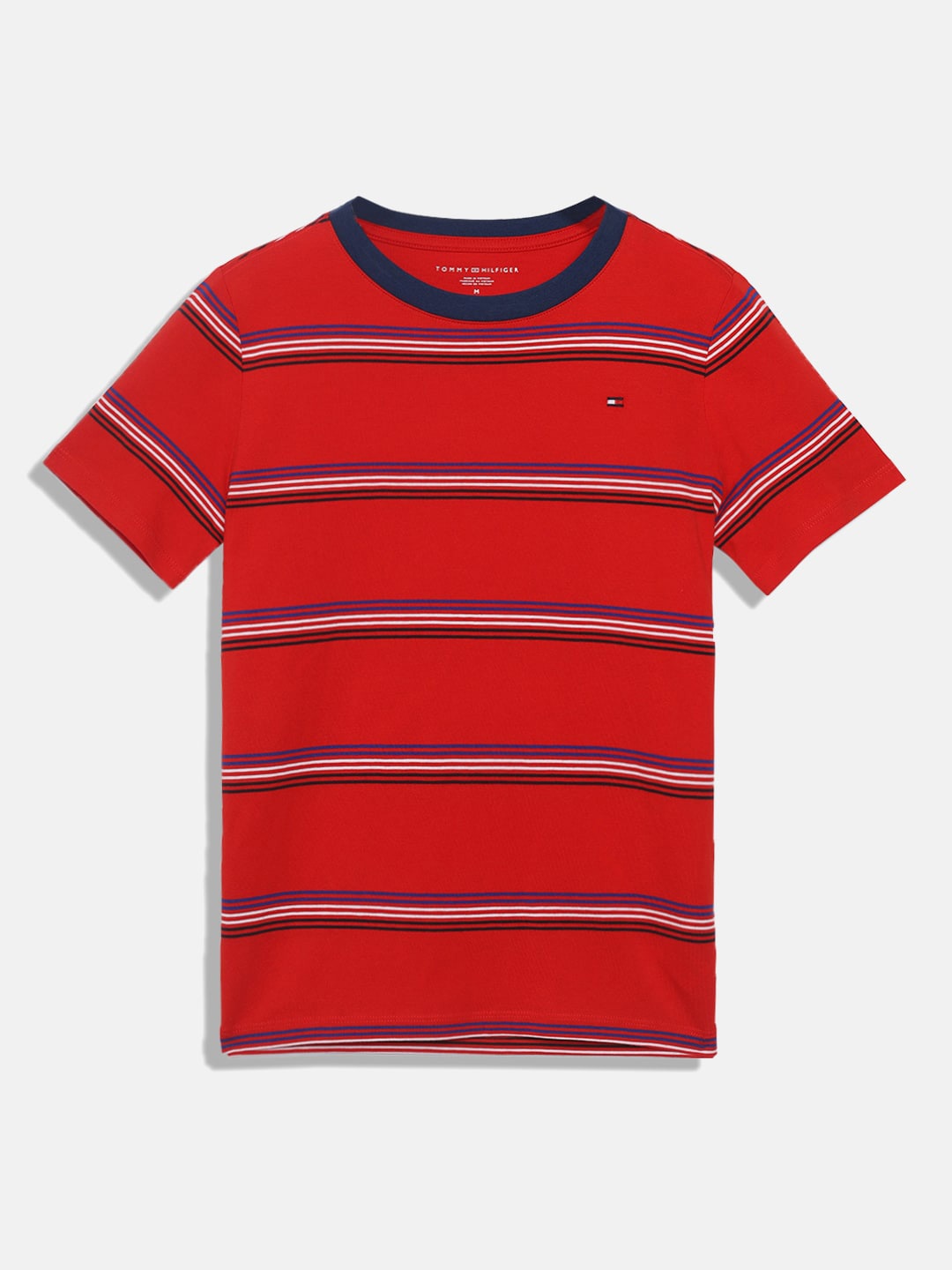 

Tommy Hilfiger Boys Striped Pure Cotton T-shirt, Red