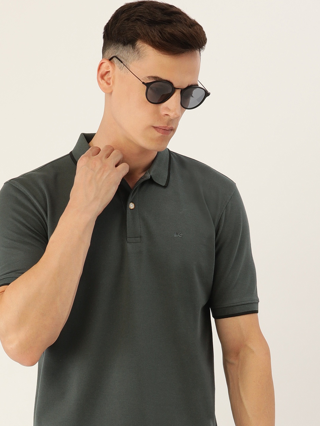 

Peter England Men Polo Collar Slim Fit T-shirt, Charcoal