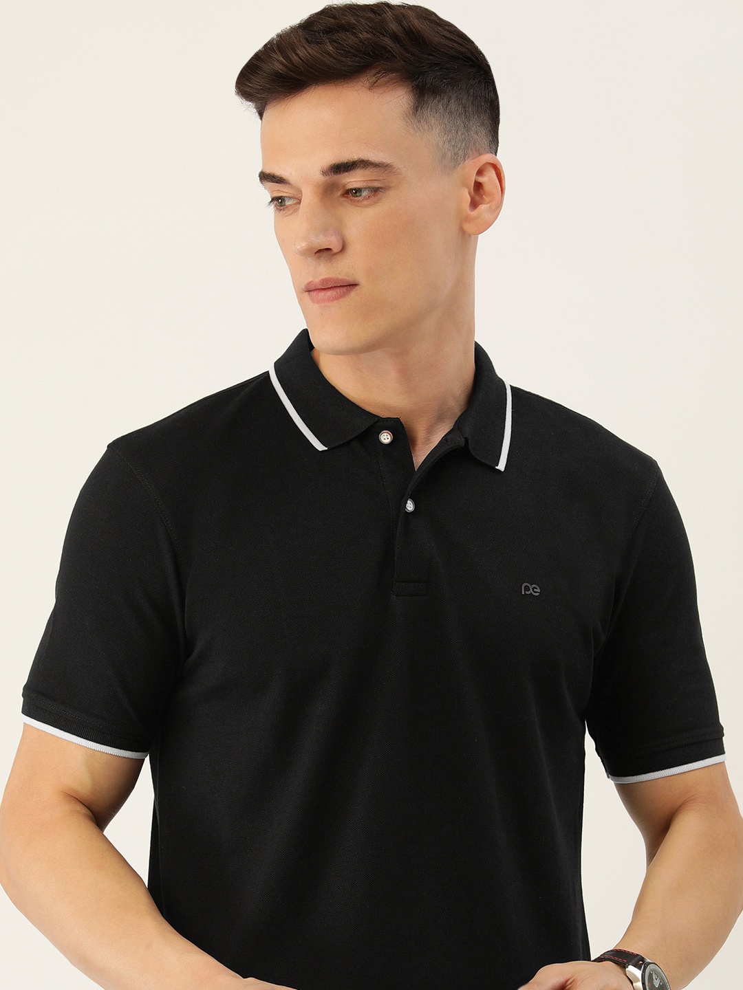 

Peter England Men Polo Collar Slim Fit T-shirt, Black