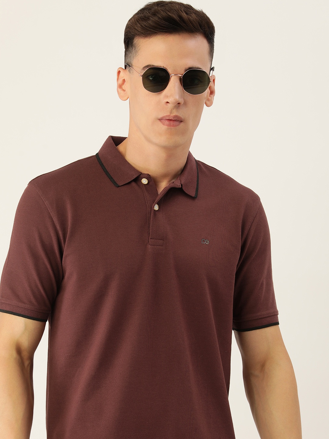 

Peter England Men Polo Collar Slim Fit T-shirt, Maroon