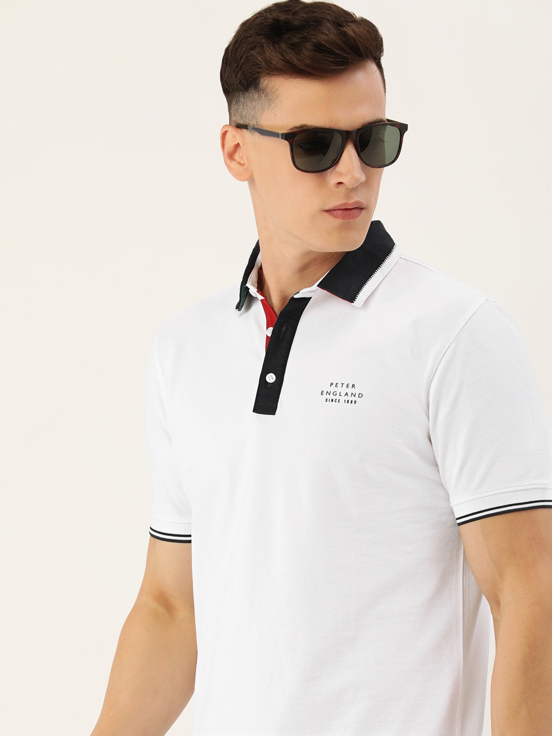 

Peter England Men Polo Collar Slim Fit T-shirt, White
