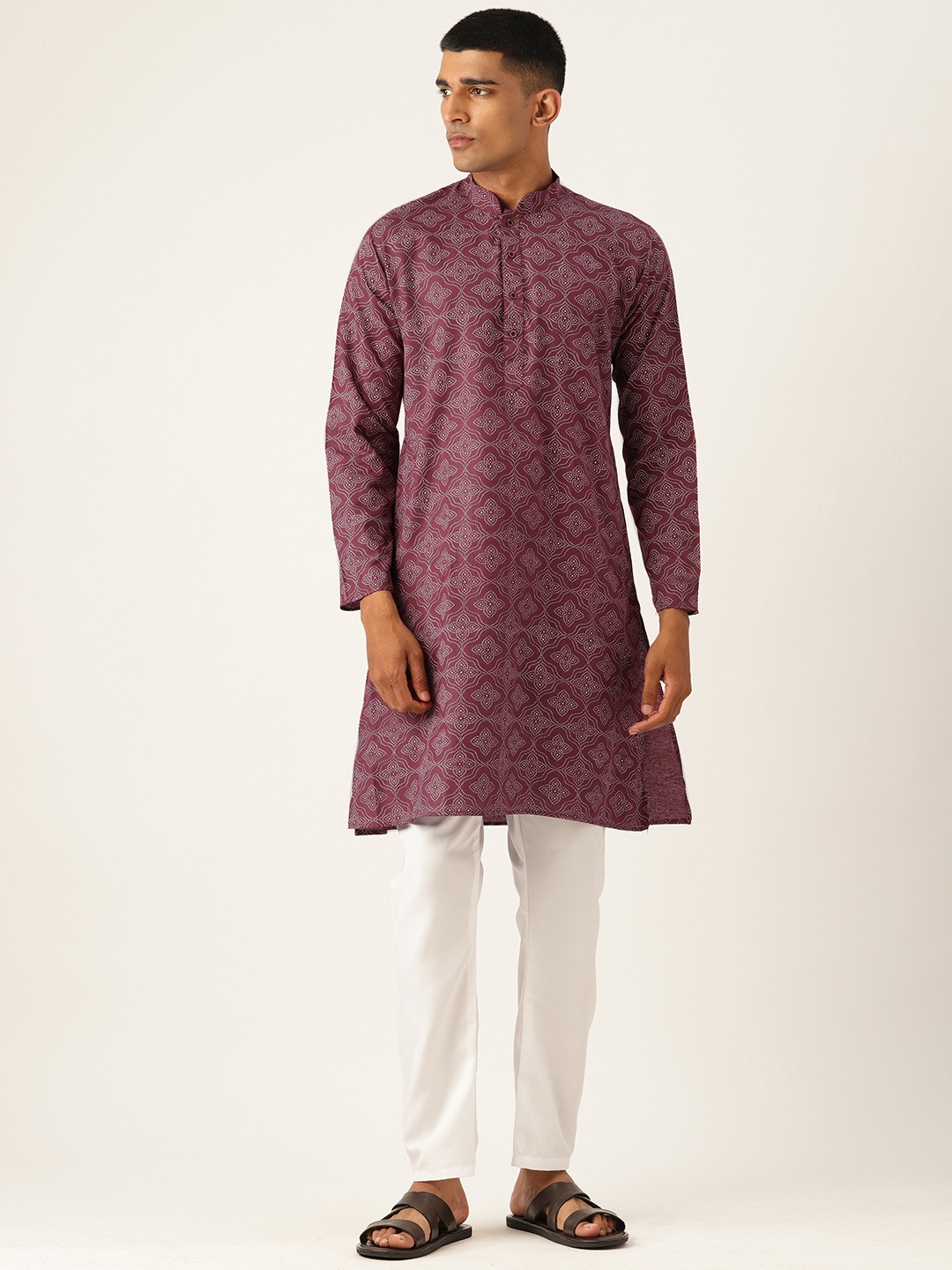 

Armaan Ethnic Men Ethnic Motifs Printed Regular Pure Cotton Kurta with Pyjamas, Maroon
