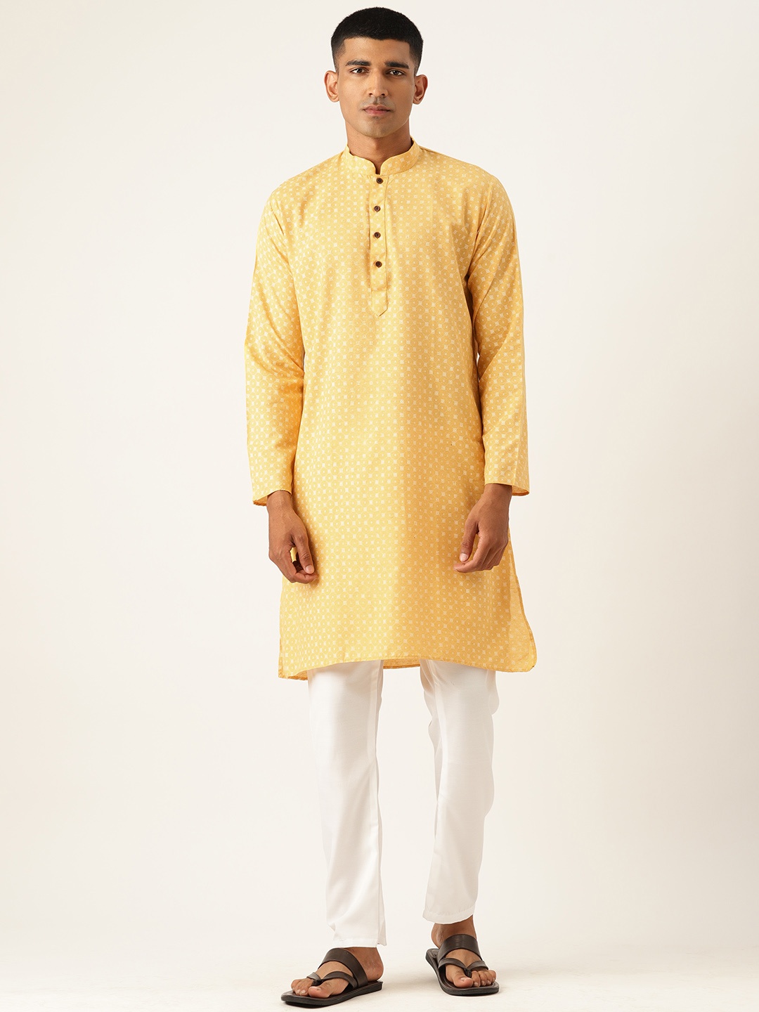 

Armaan Ethnic Men Printed Regular Pure Cotton Kurta with Pyjamas, Yellow