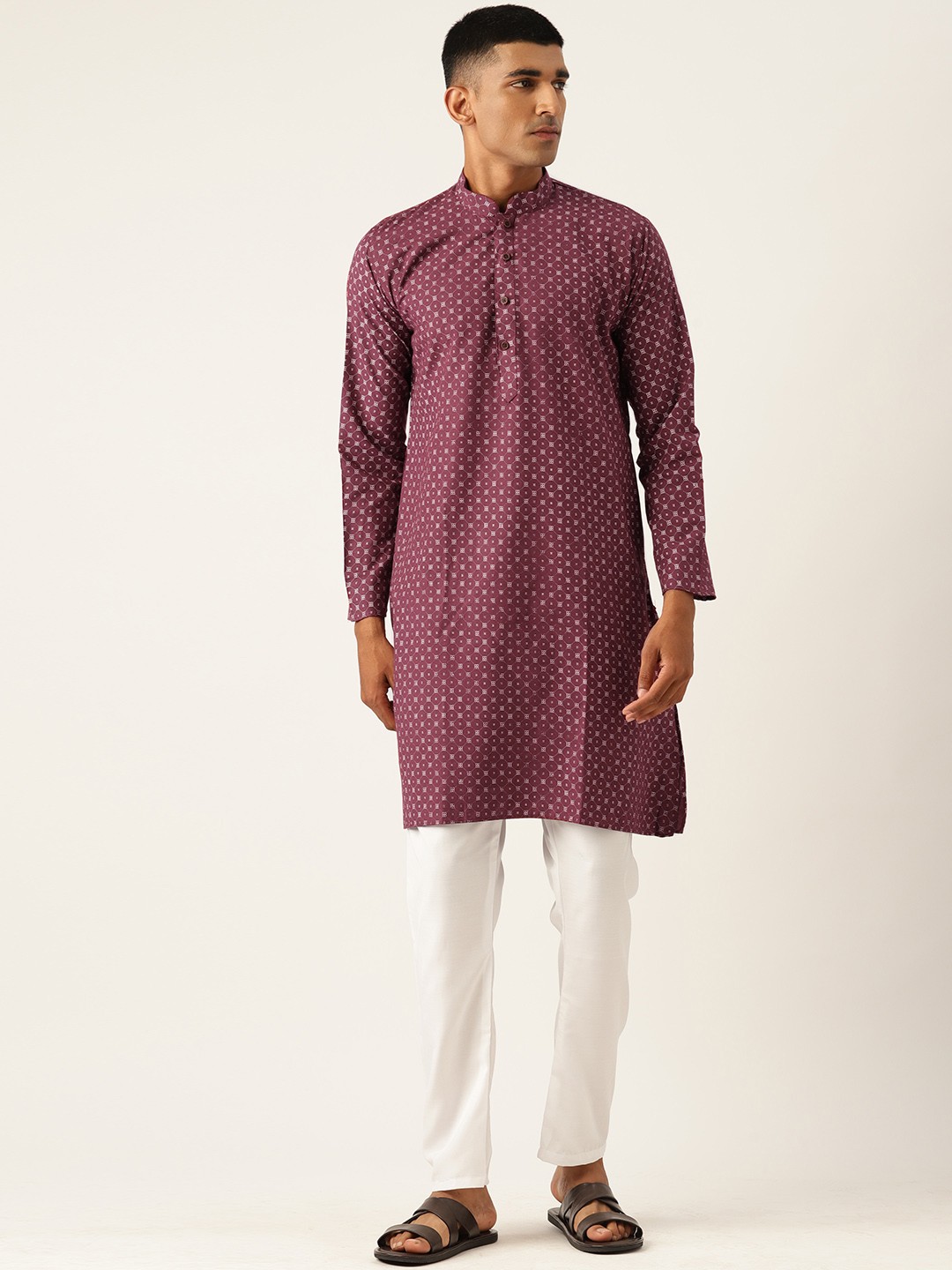 

Armaan Ethnic Men Printed Regular Pure Cotton Kurta with Pyjamas, Maroon