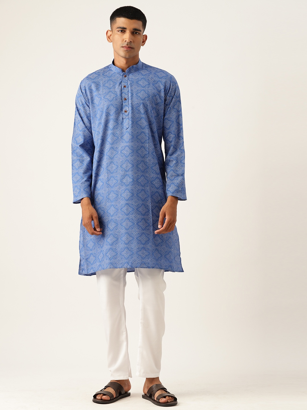 

Armaan Ethnic Men Ethnic Motifs Printed Pure Cotton Kurta With Pyjamas, Blue