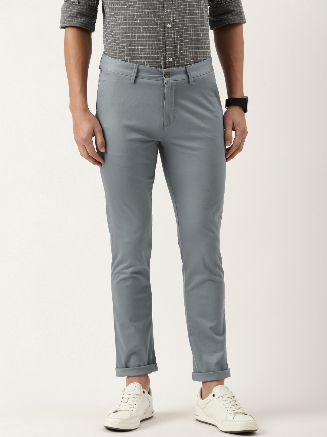 

Peter England Men Slim Fit Chinos Trousers, Grey
