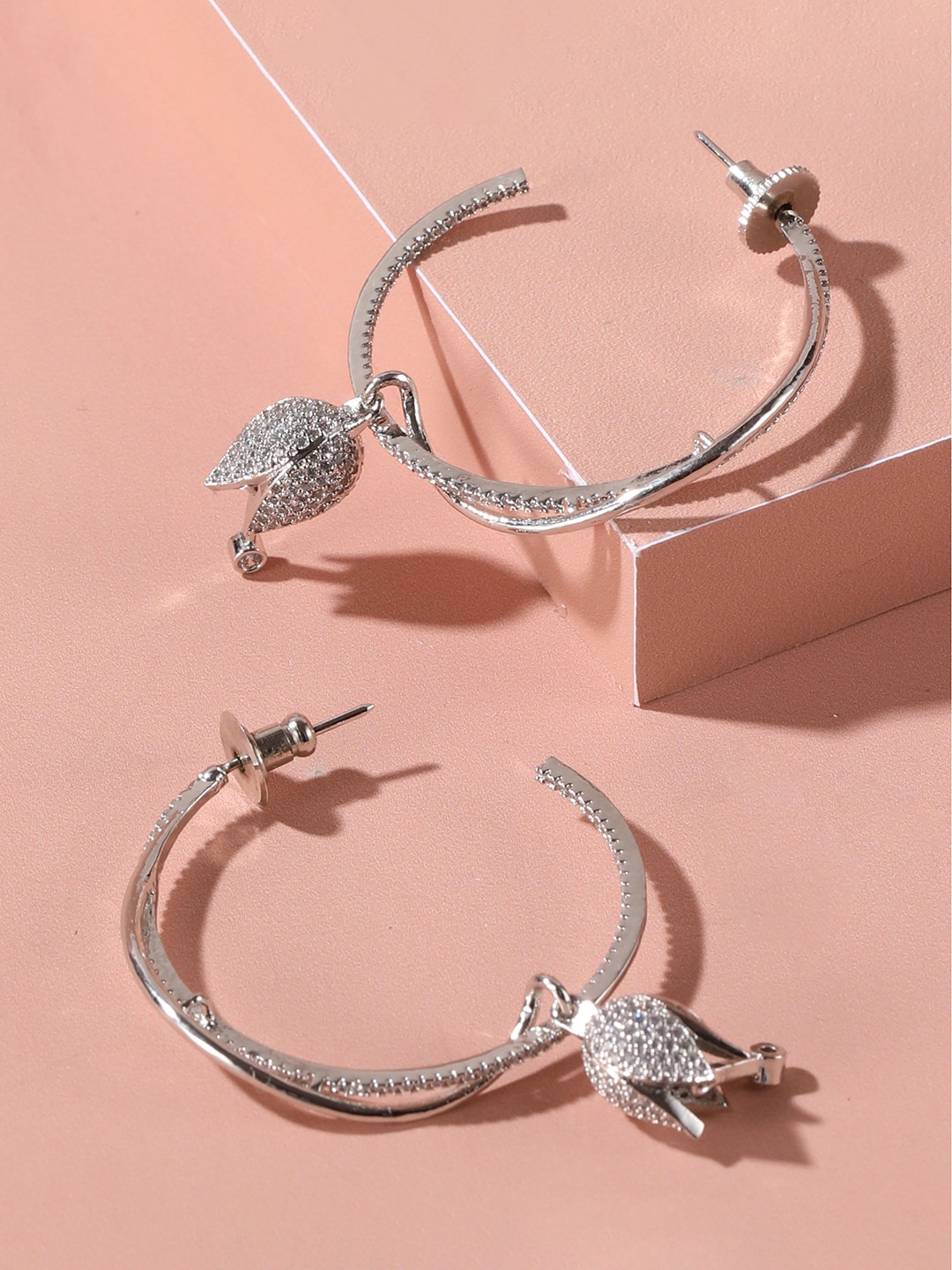 

XPNSV Silver-Plated Contemporary Half Hoop Earrings
