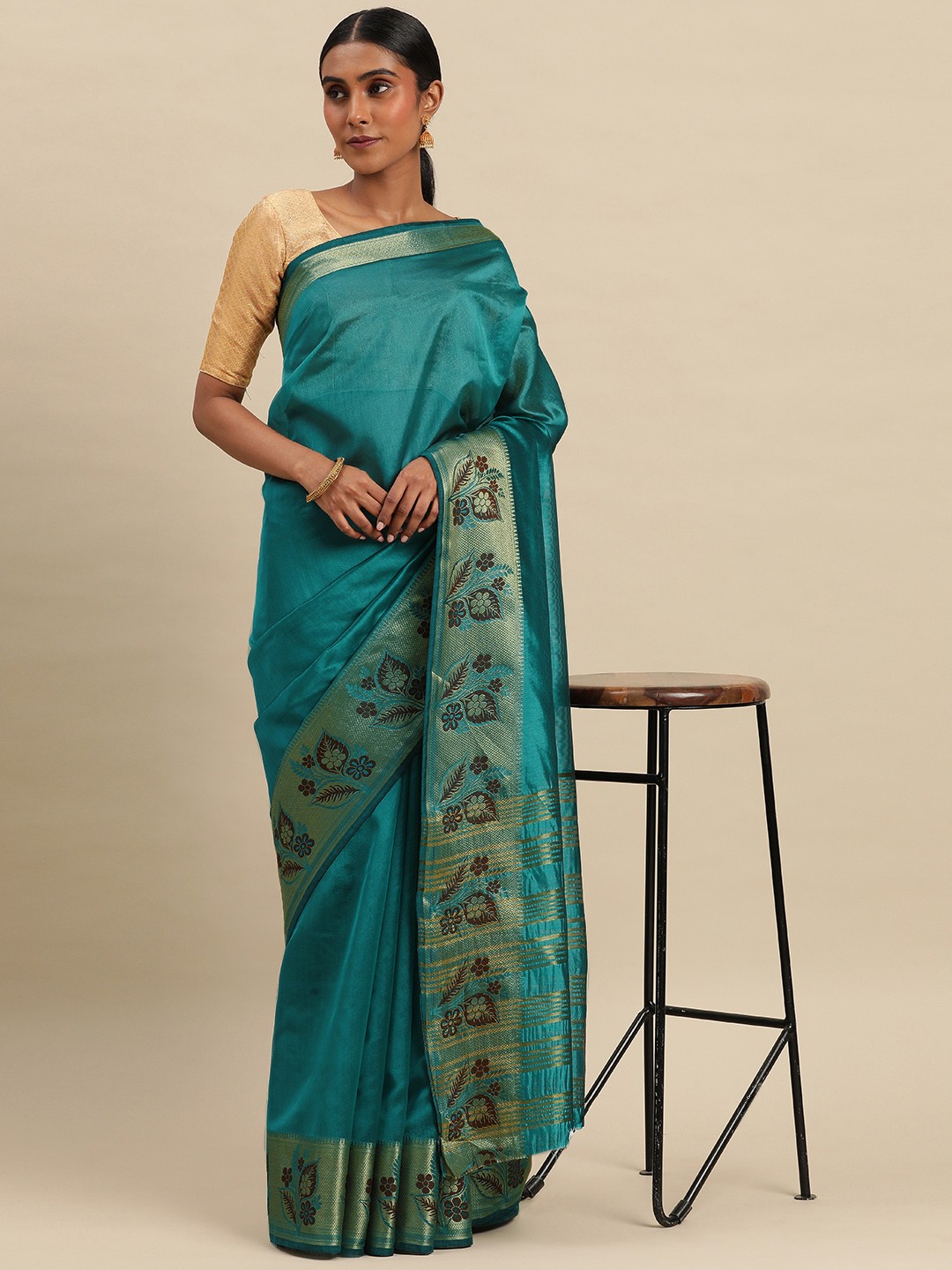 

Indian Women Zari Saree, Blue