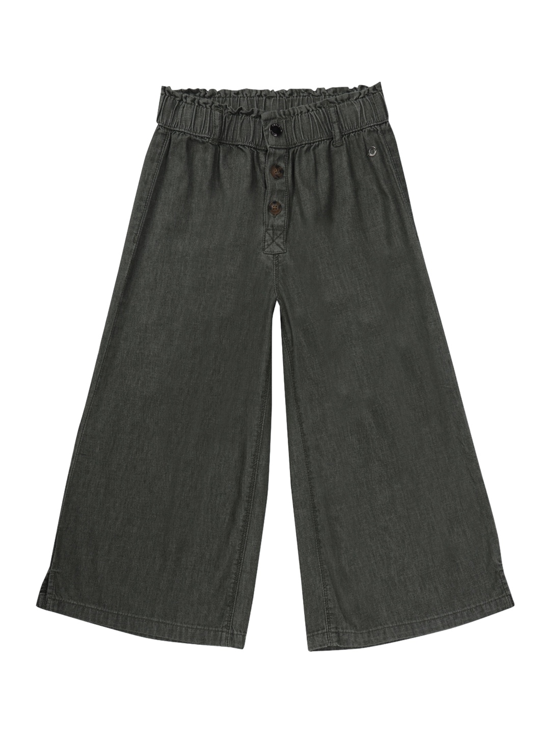 

Gini and Jony Girls Mid Rise Plain Oversized Denim Culottes, Olive