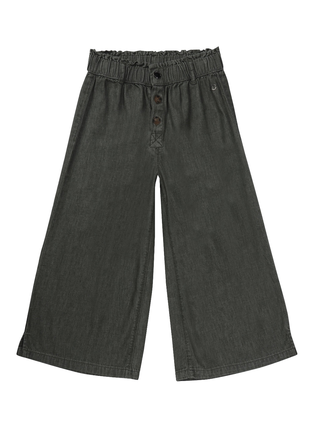 

Gini and Jony Girls Mid Rise Plain Oversized Denim Culottes, Olive