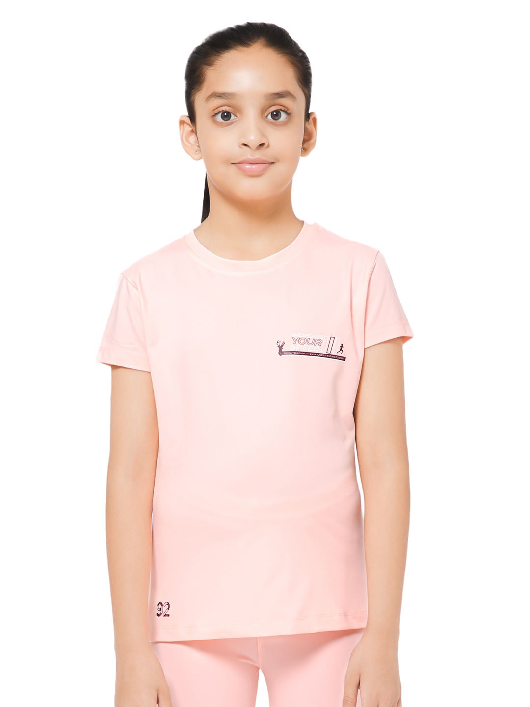 

Bodycare Kids Girls Round Neck Short Sleeves Casual T-Shirt, Peach