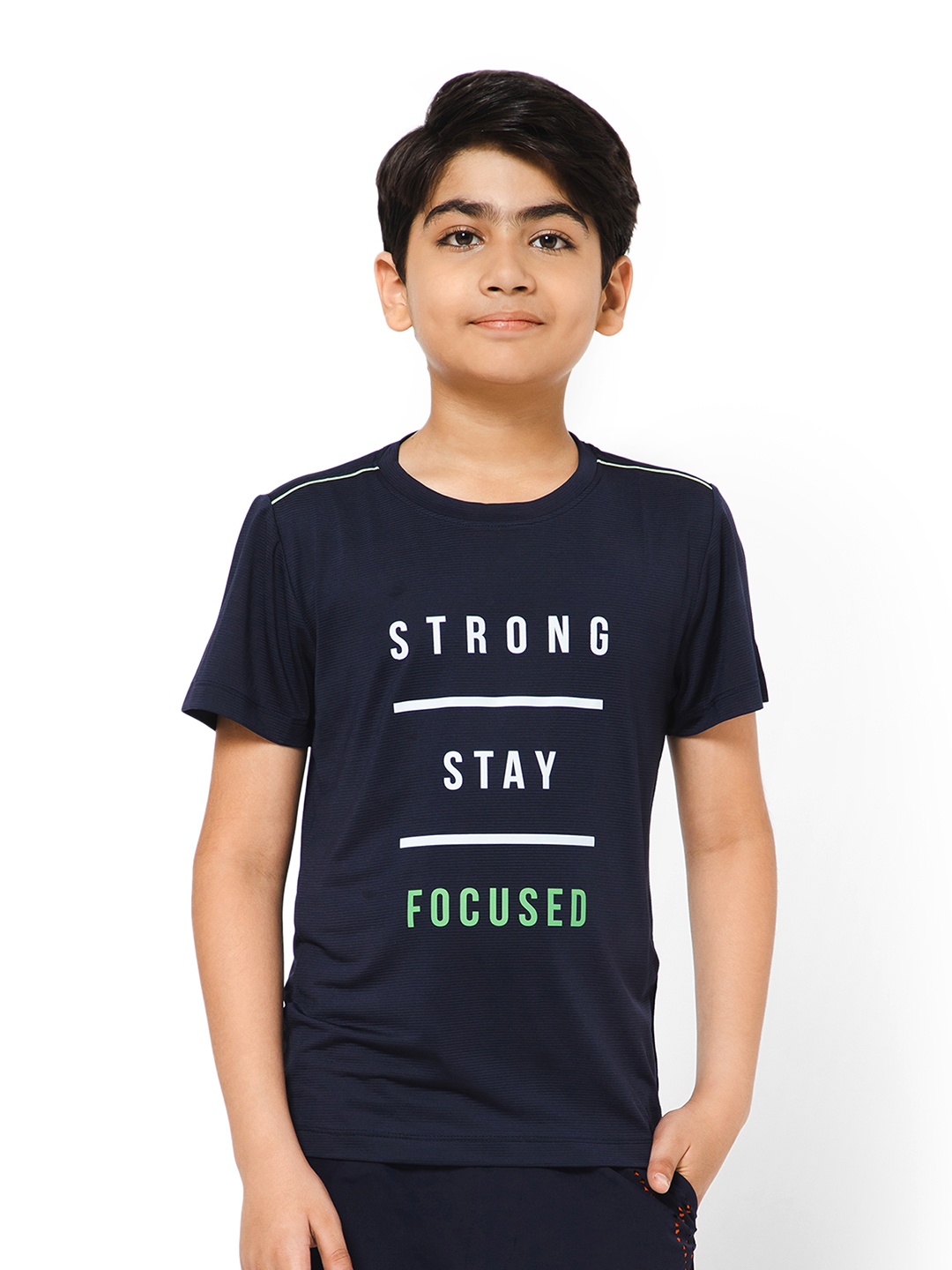 Bodycare Kids Boys Typography Printed Casual T-Shirt, Navy blue