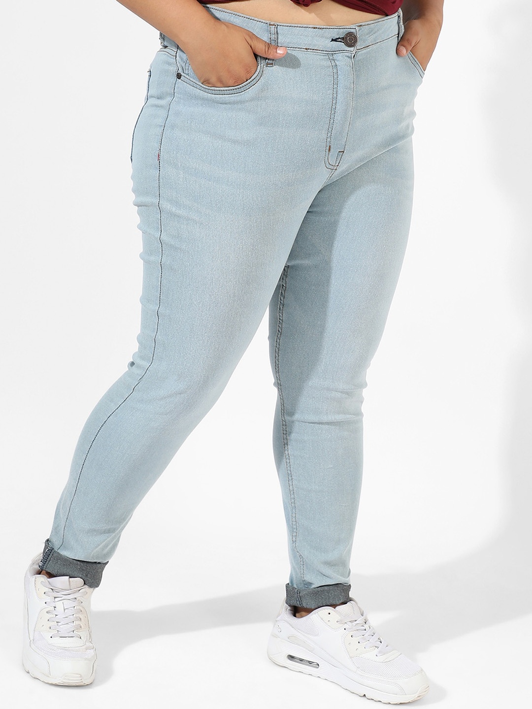 

Instafab Plus Size Women Jean Skinny Fit Mid Rise Cotton Jeans, Blue