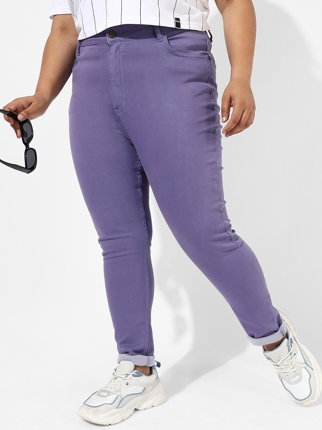 

Instafab Plus Plus Size Women Mid-Rise Jean Skinny Fit Stretchable Jeans, Purple