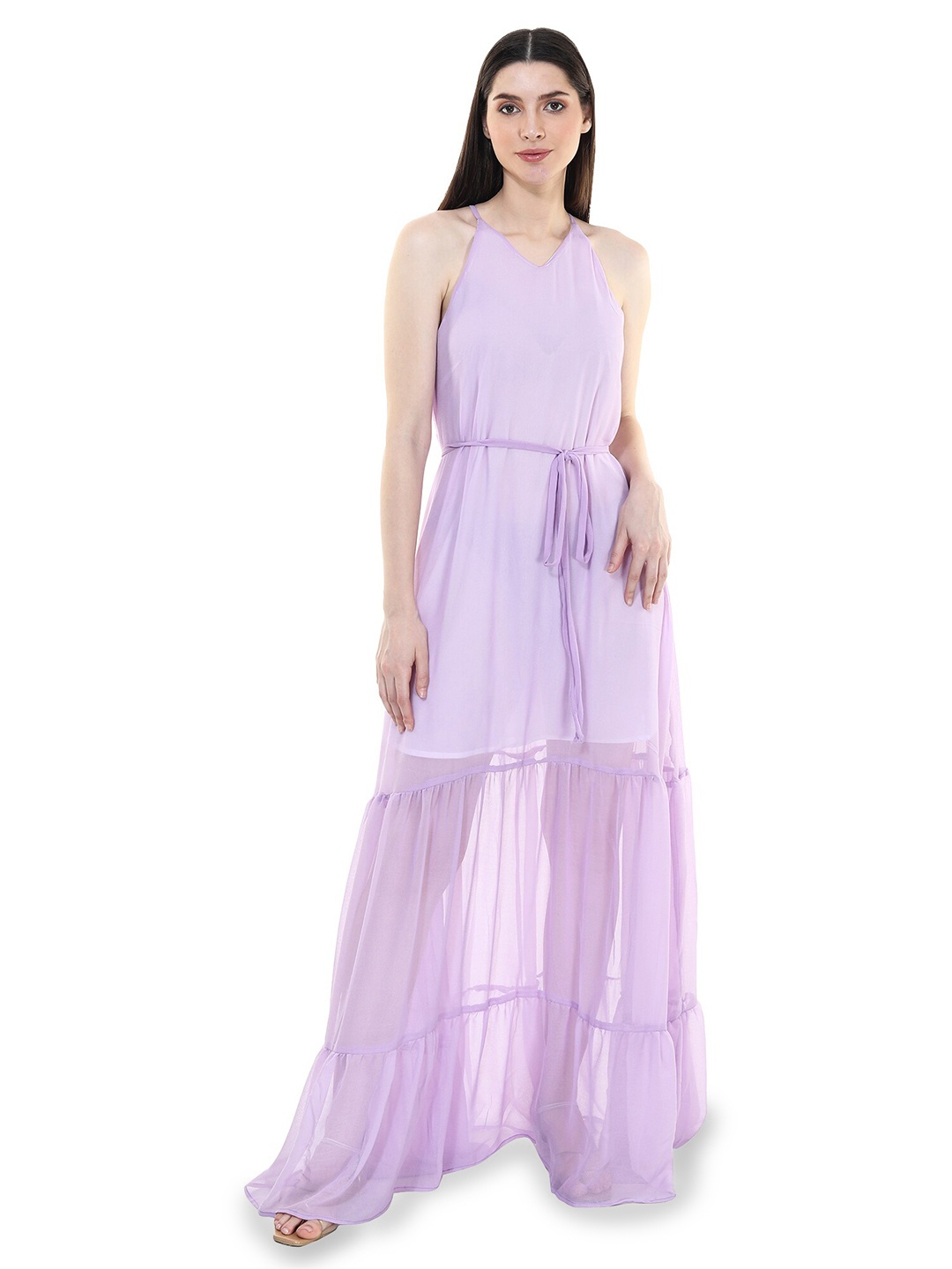 

TSM Tiered Georgette Fit & Flare Maxi Dress, Lavender