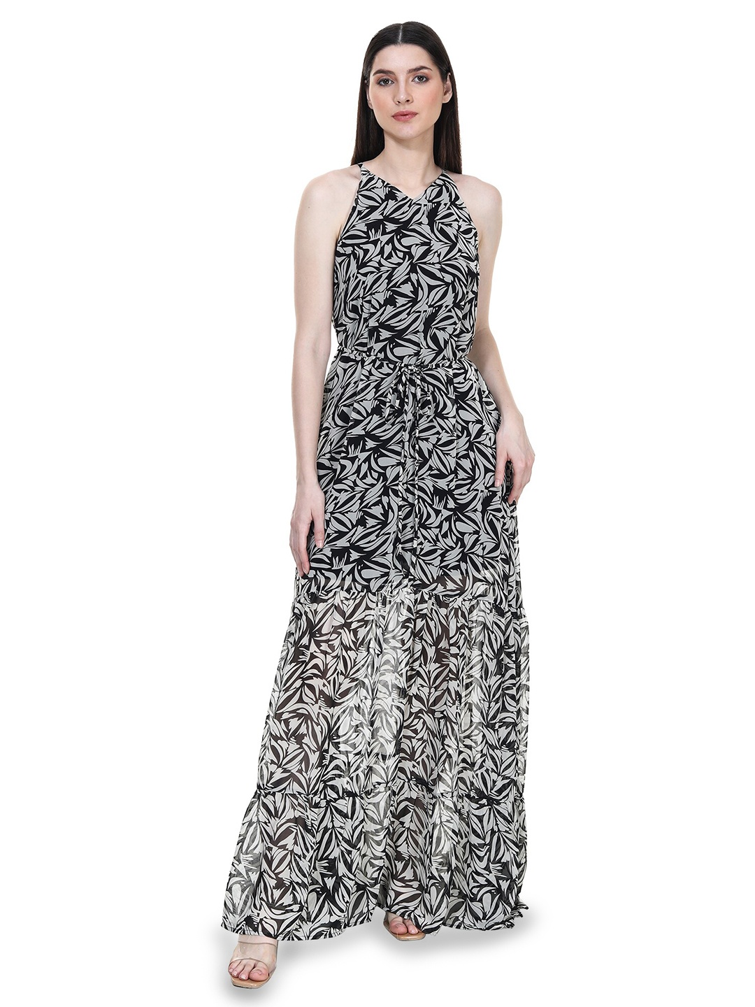 

TSM Abstract Printed Fit & Flare Maxi Dress, Black