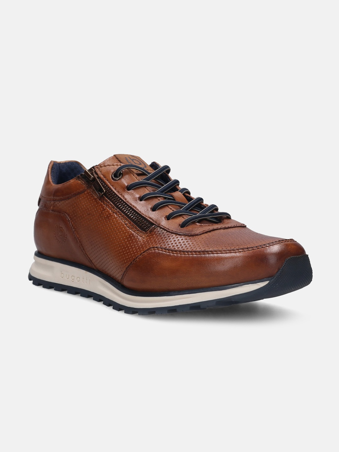 

Bugatti Men Cirino Textured Comfort Insole Leather Contrast Sole Sneakers, Brown