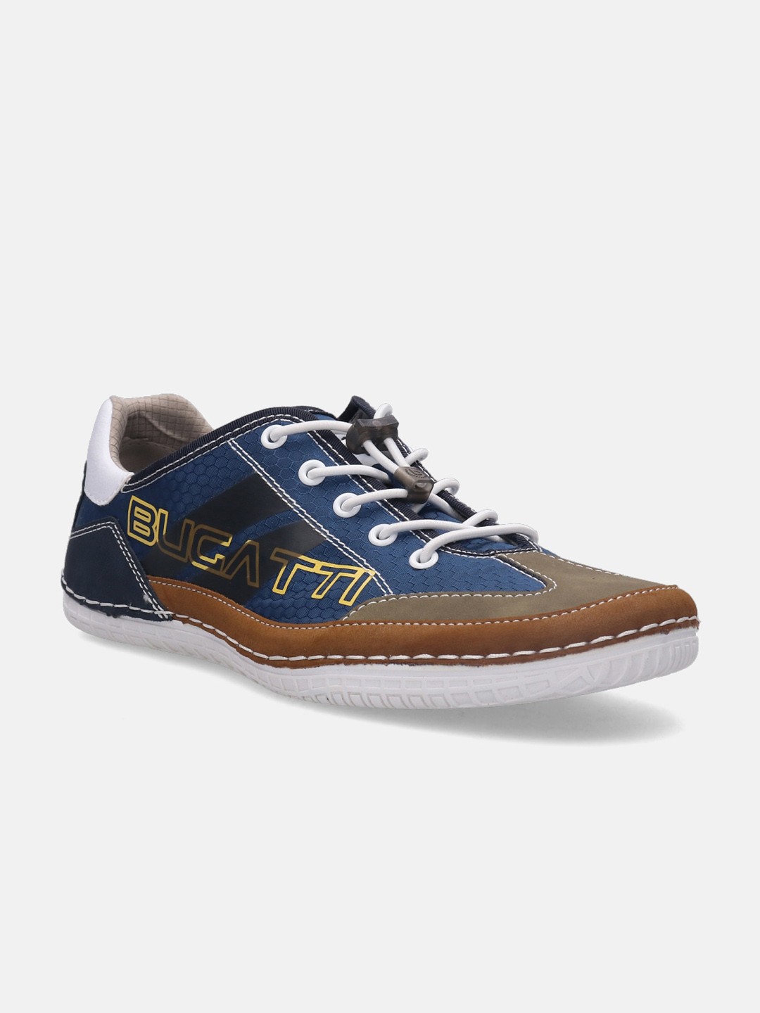 

Bugatti Men Bimini Textured Comfort Insole Contrast Sole Sneakers, Navy blue
