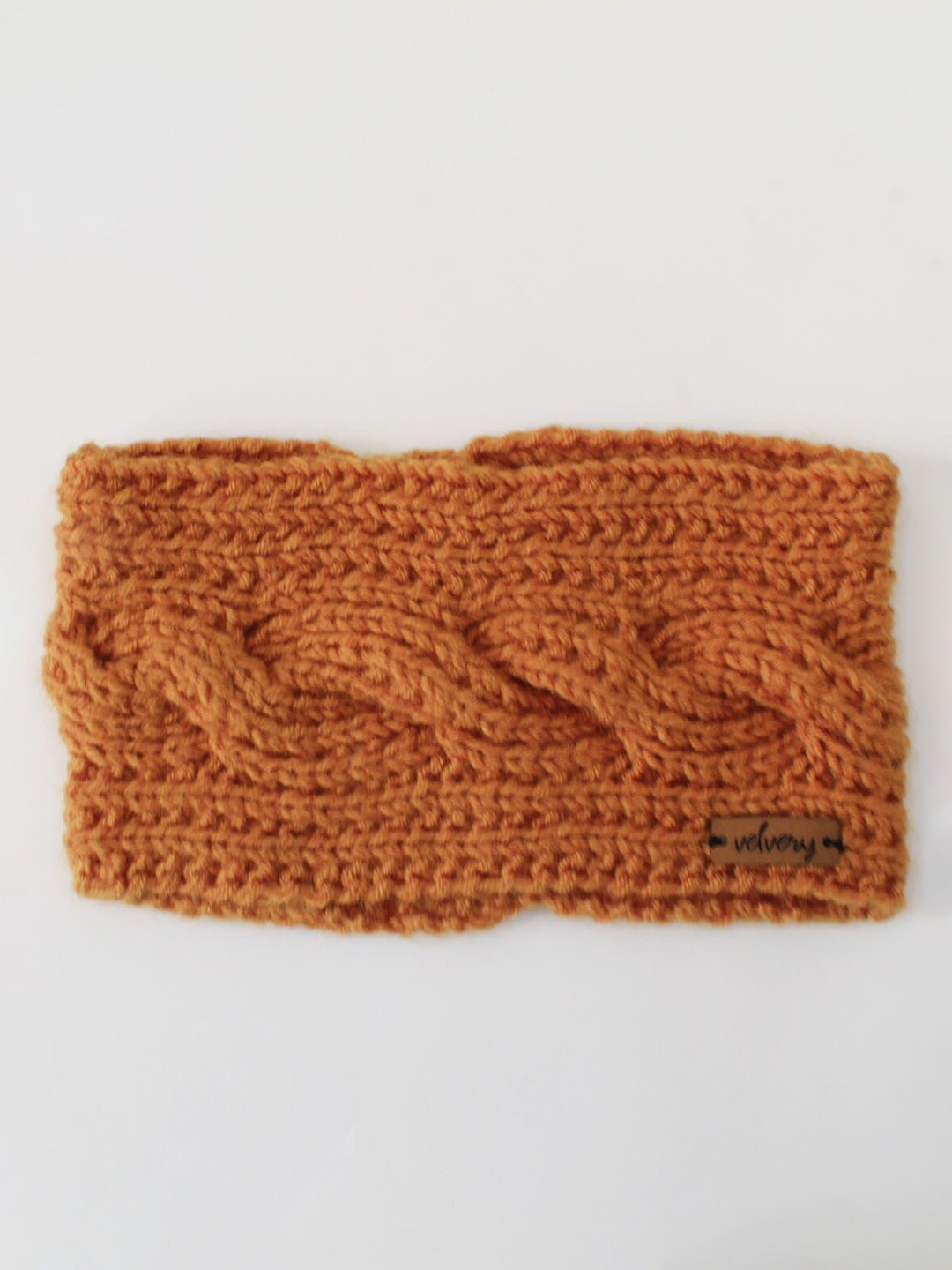 

Velvery Cable Knit Wool Headwrap Headband, Brown