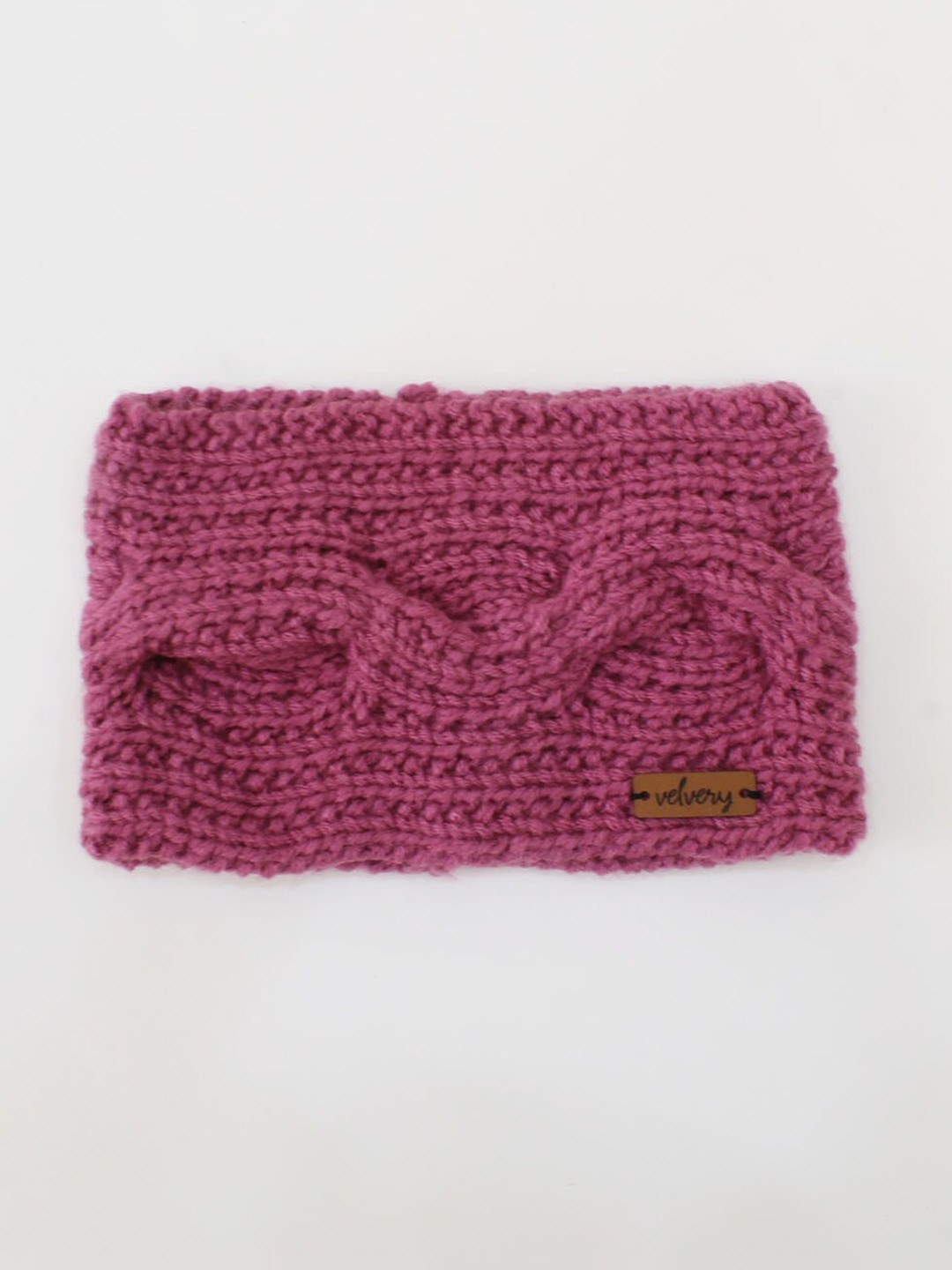 

Velvery Women Cable Design Woollen Headband, Purple