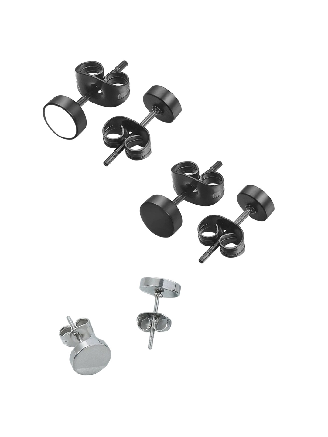 

OOMPH Set Of 3 Studs Earrings, Silver