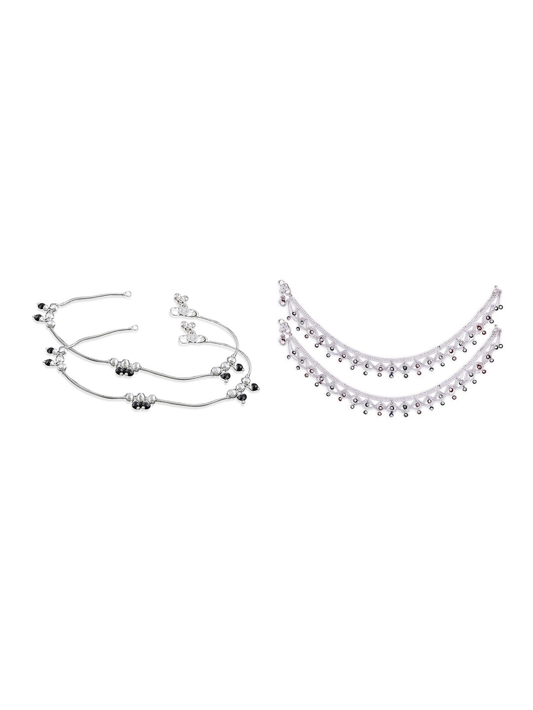 

RUHI COLLECTION Set Of 2 Silver-Plated Anklets