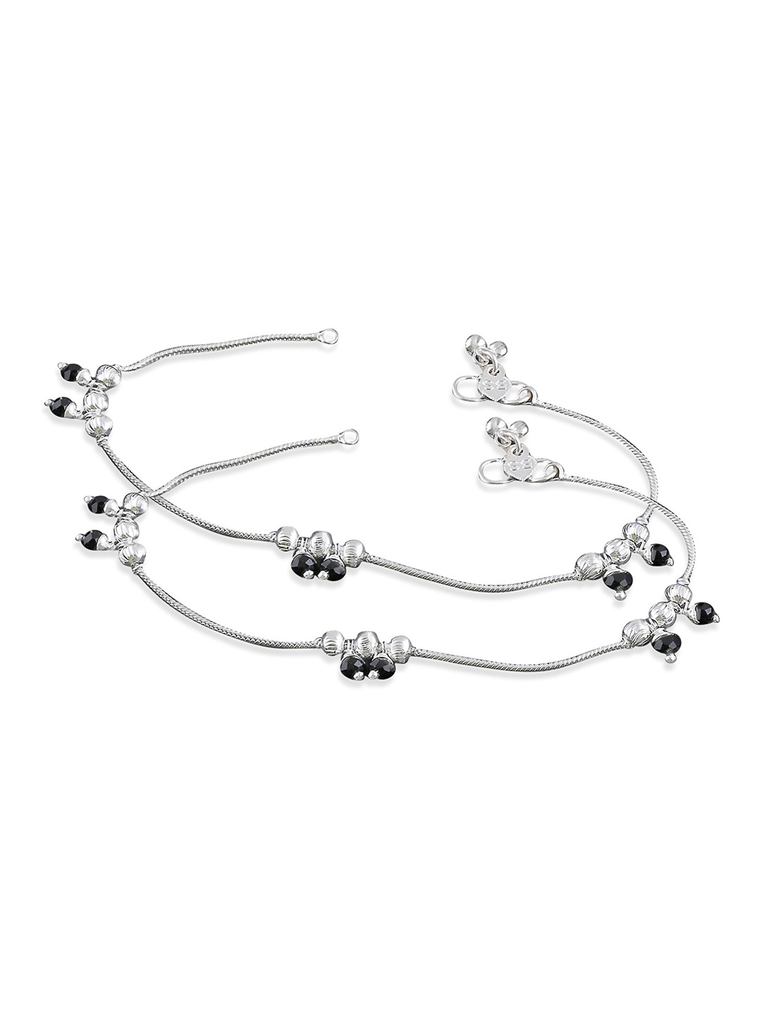

RUHI COLLECTION Set Of 2 Silver-Plated Ghungroo Detailed Anklets
