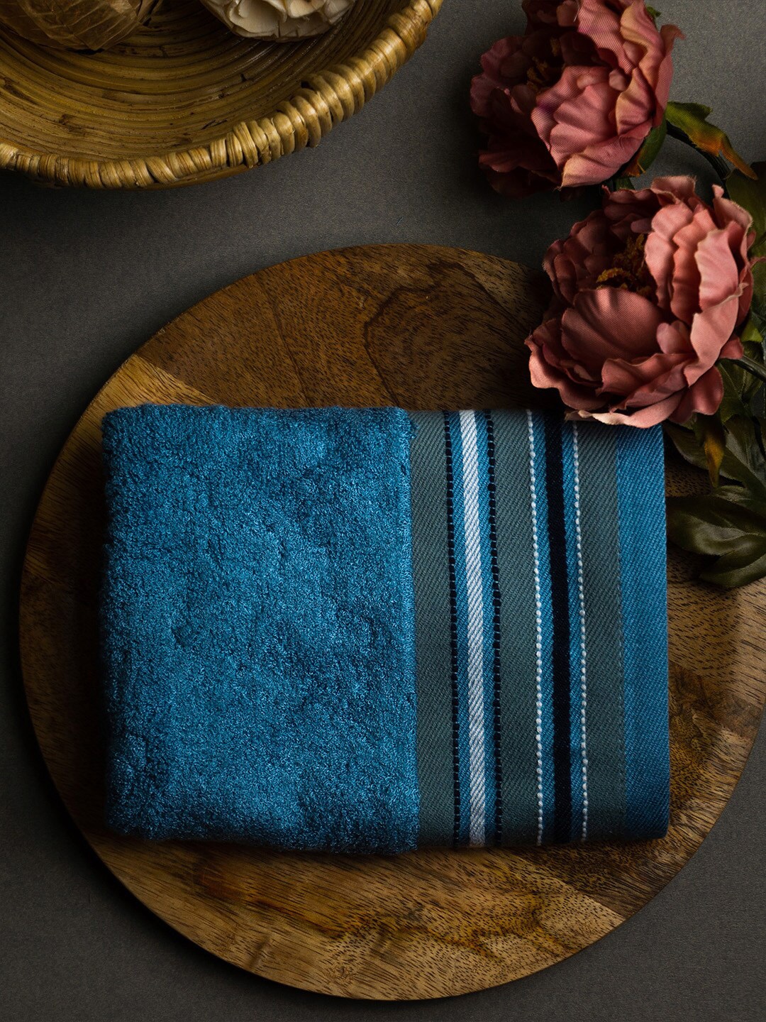 

MUSH Blue 2 Pieces Self-Design 450 GSM Hand Towels