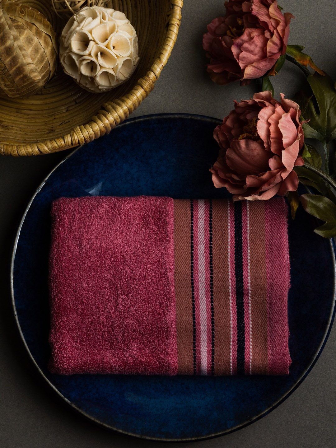 

MUSH 2-Pcs Red Self-Design 450 GSM Hand Towels