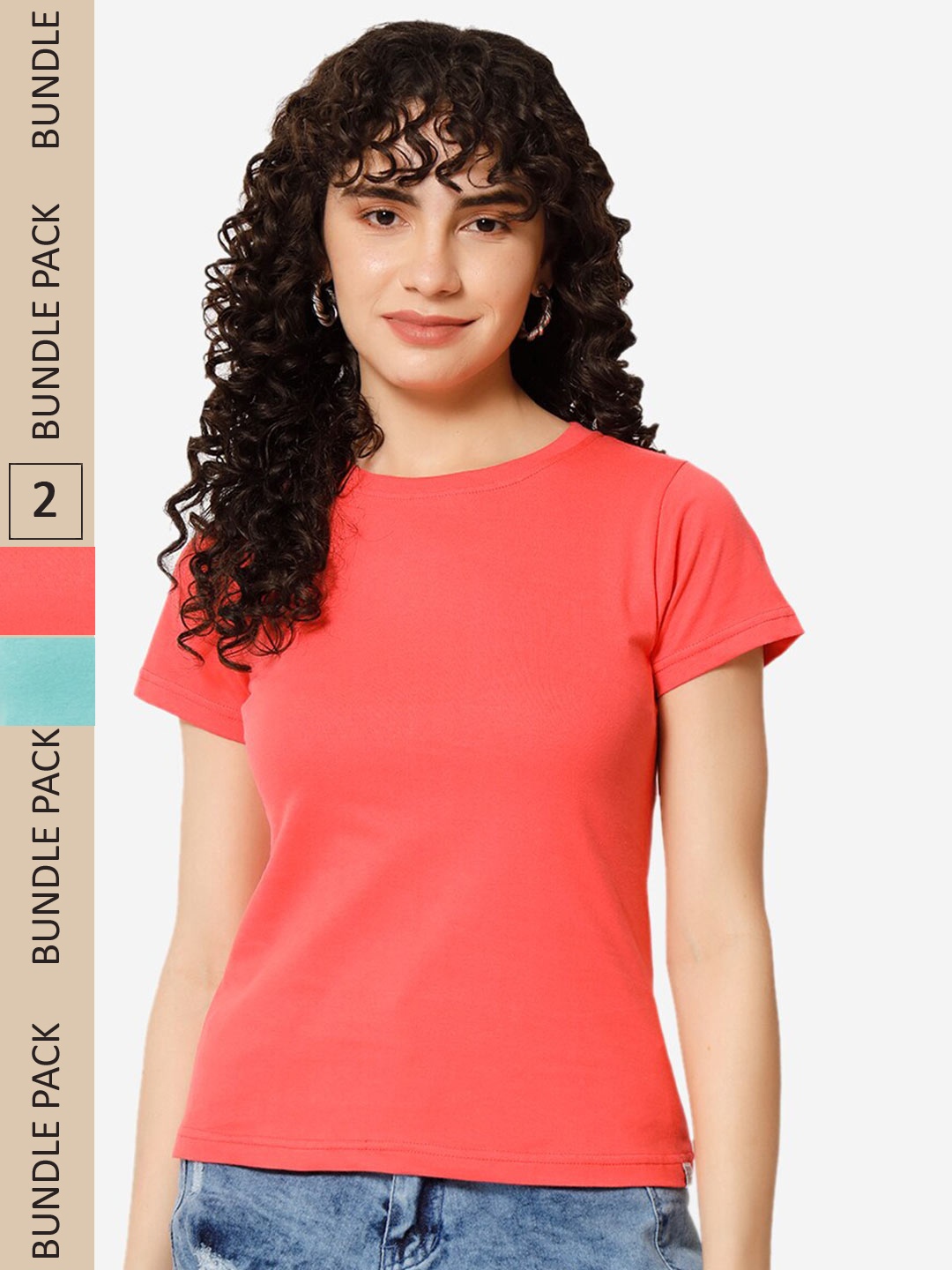 

XOXO Design Pack Of 2 Round Neck Pure Cotton T-shirt, Sea green