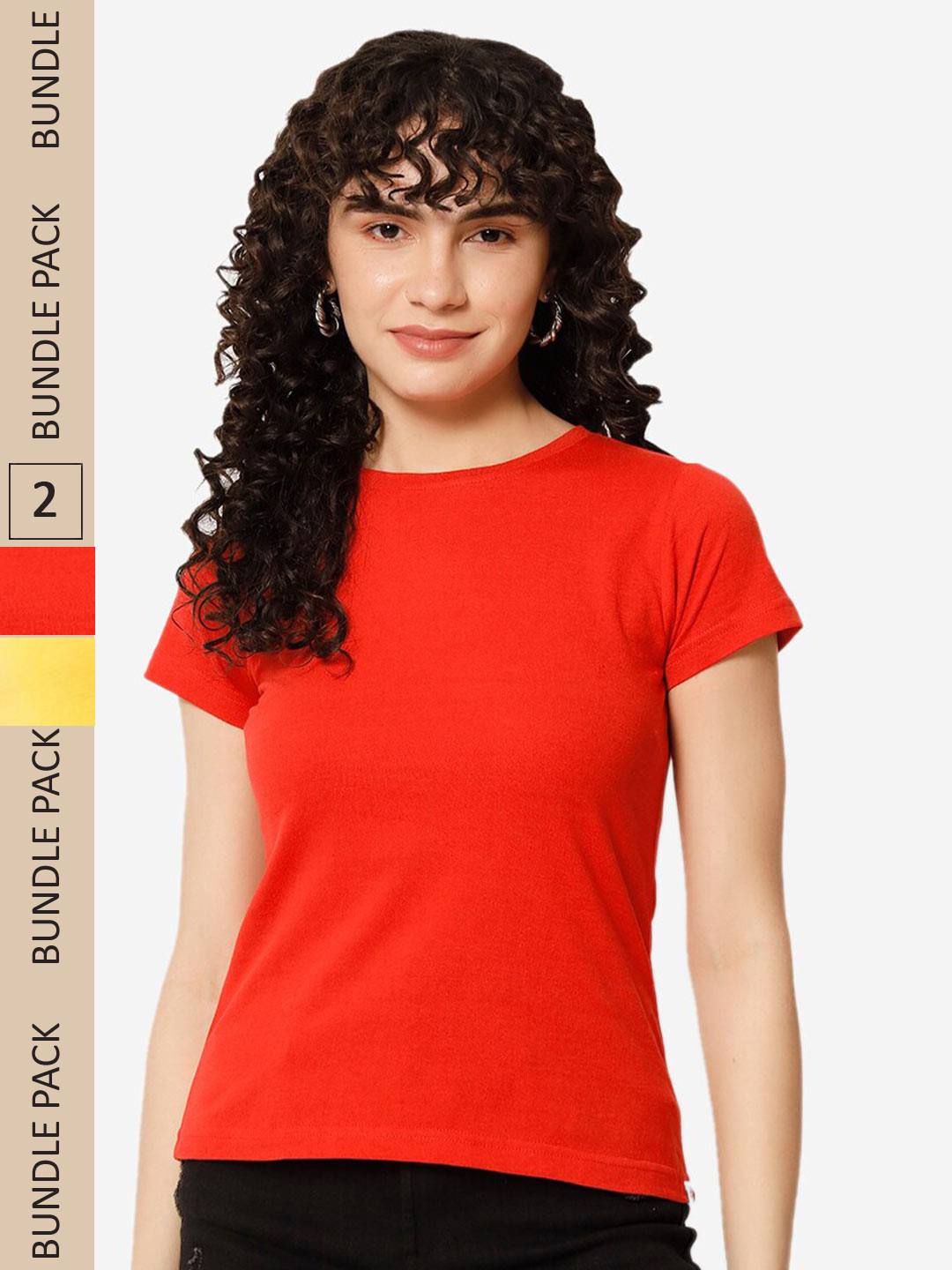 

XOXO Design Pack Of 2 Round Neck Pure Cotton T-shirt, Yellow