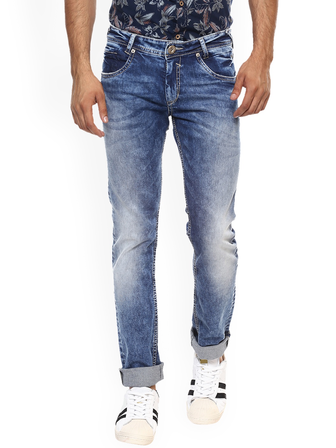 

Mufti Men Blue Regular Fit Mid-Rise Clean Look Stretchable Jeans