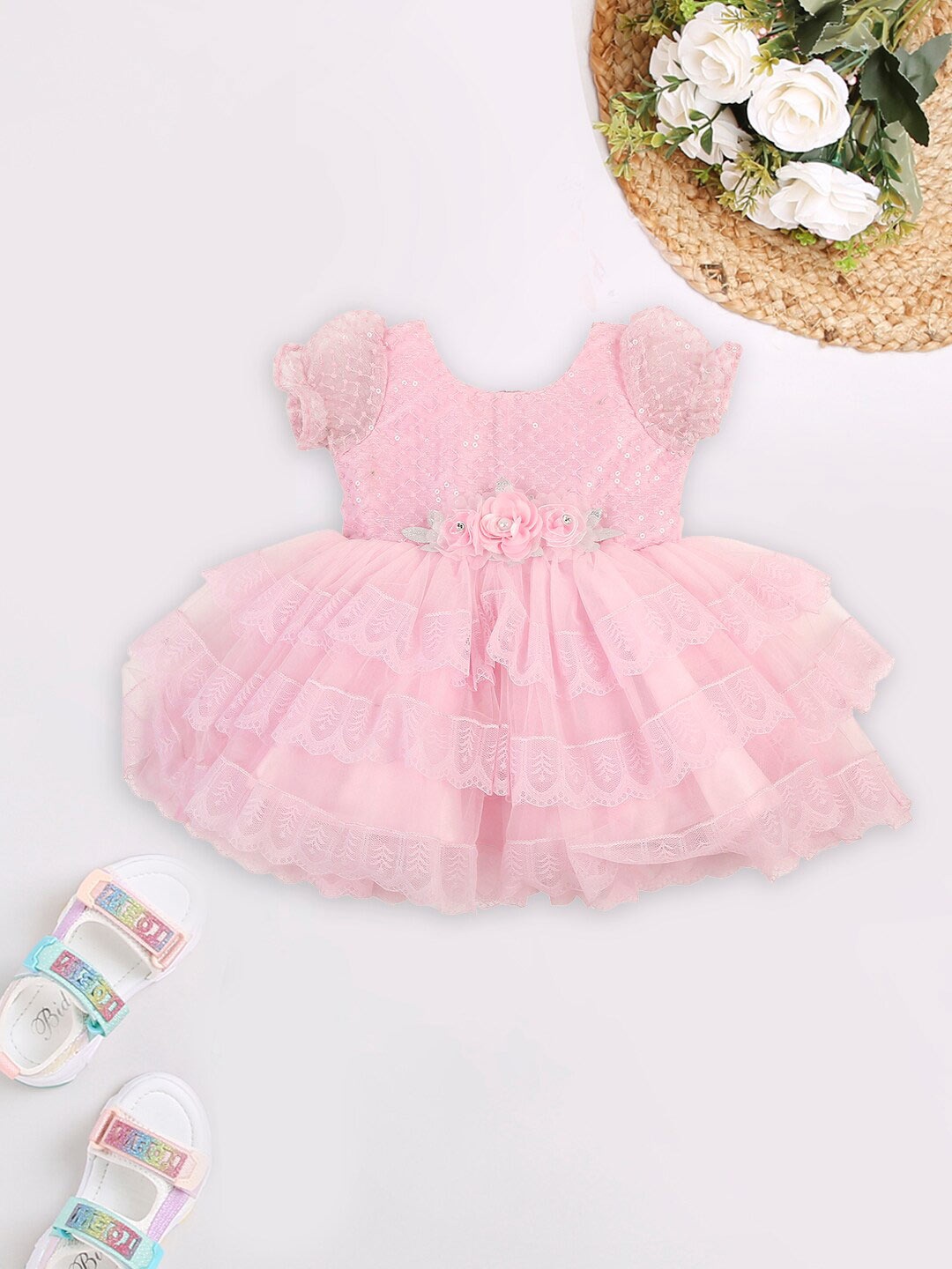 

MeeMee Girls Floral Fit & Flare Party Dress, Pink